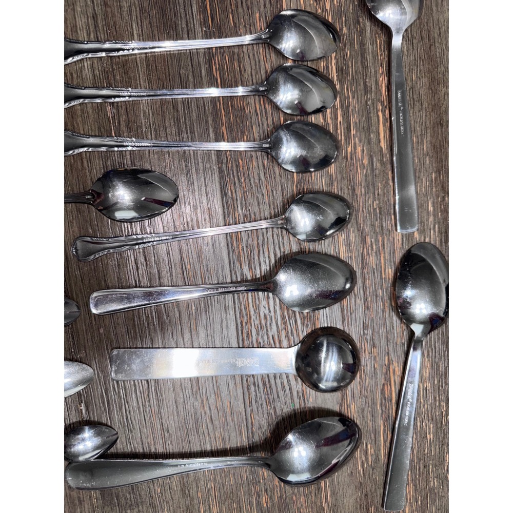 Mixed Stainless Steel Spoon Lot Oneida Ann Albert Ladles Teaspoons 15pc Set - Picture 6 of 8